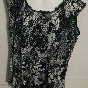 Studio 1940 Black and White Floral Scoop-Neck Camisole Size 18-20